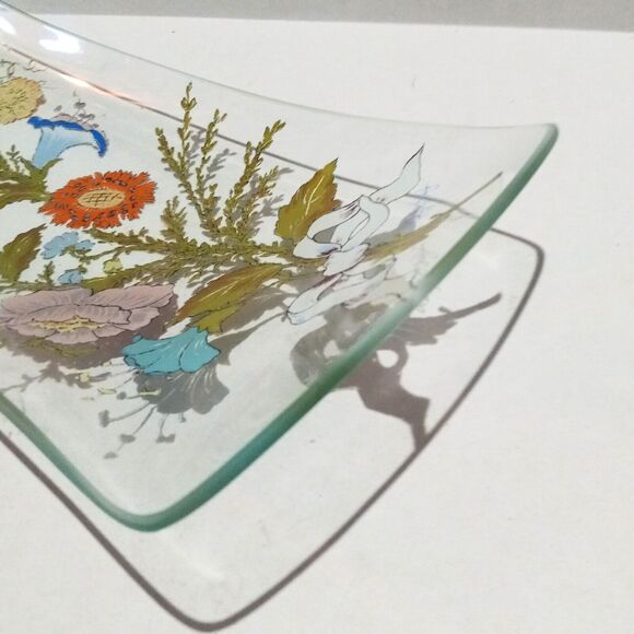 Vtg Signed Dorothy Thorpe Flowers & Ribbon Serving Tray-MCM-Transferware-Candy - Picture 5 of 9